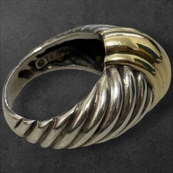 Vintage Estate David Yurman 14kt & Sterling Croissant Size 5.25 Dome Ring - Picture 4 of 5